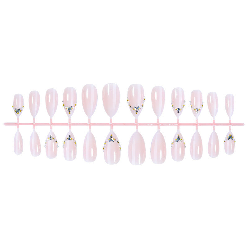 Acrylic nail set with elegant rhinestone decorations and glamorous designs Kalsten