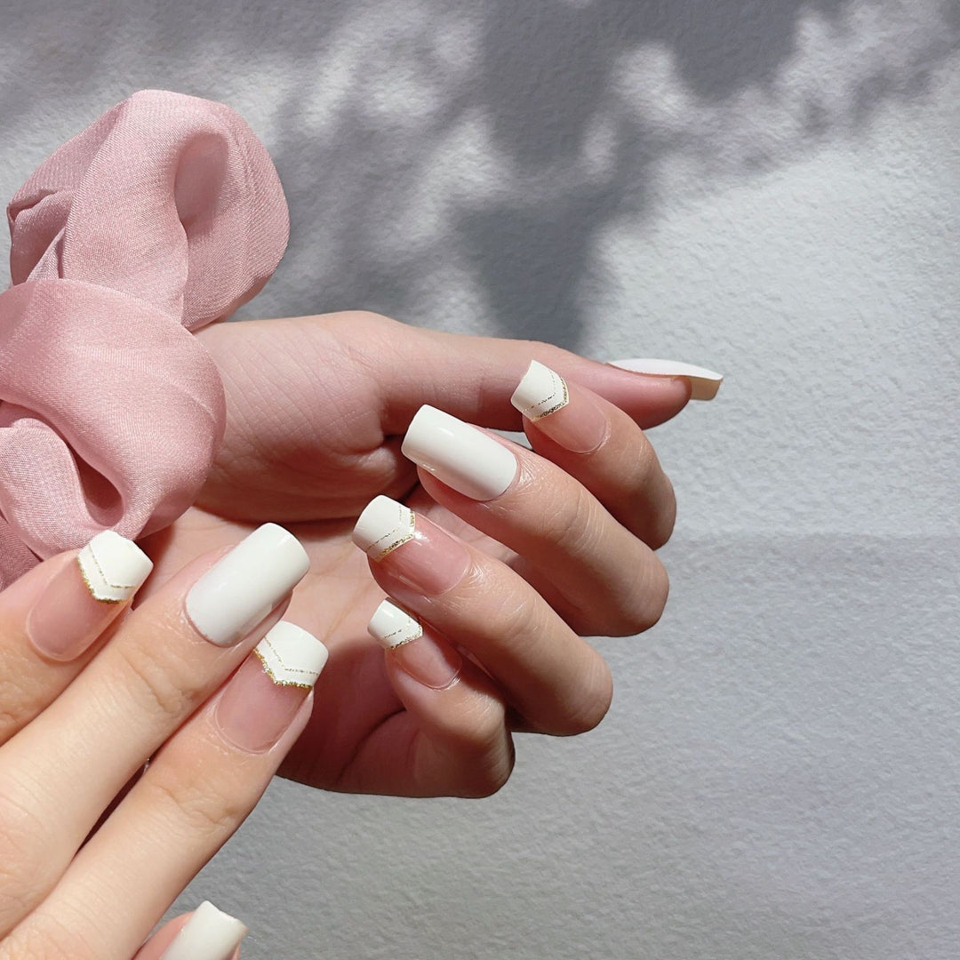 Elegant Press-On Nail Tips Set with Geometric Accents