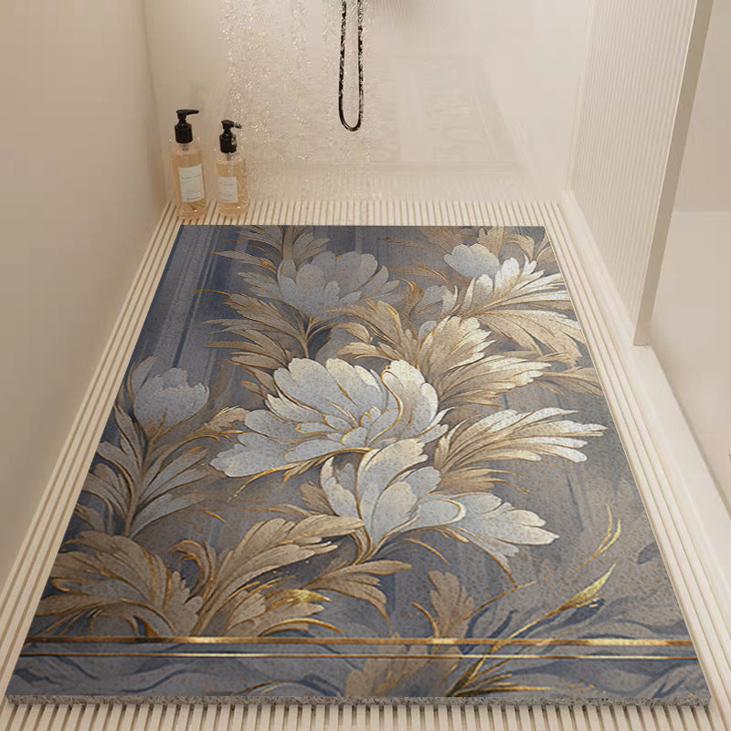 Elegant Floral Pattern Bath Mat Kalsten