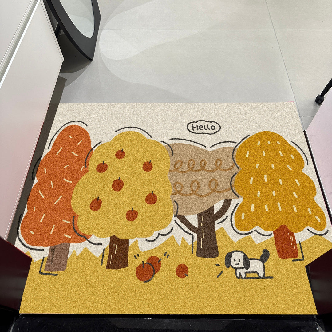 Decorative Apple Themed Floor Mat for Home