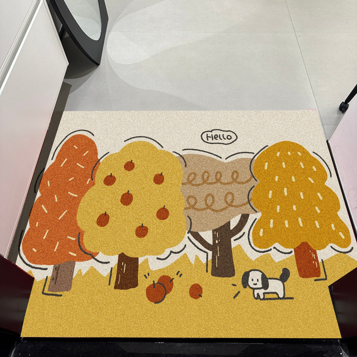 Decorative Apple Themed Floor Mat for Home