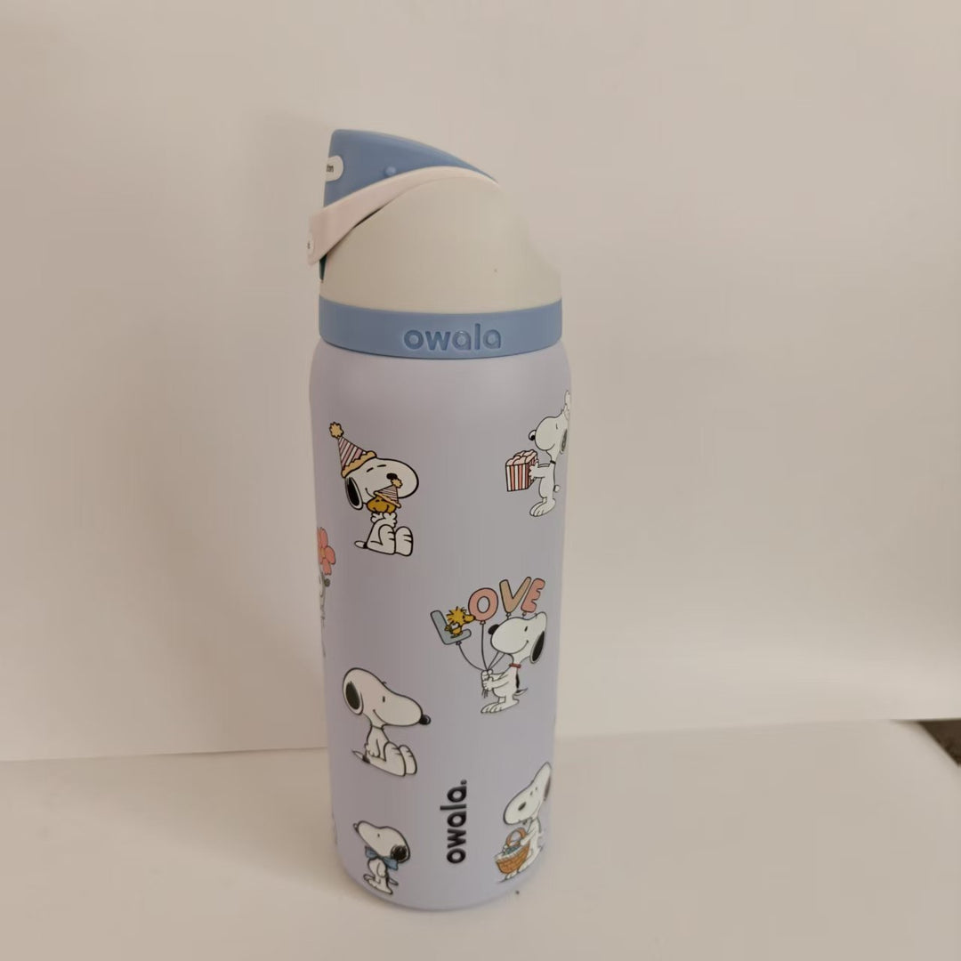 Double-Wall Vacuum Insulated Stainless Steel Travel Bottle With Flip Straw Leakproof Lid And Character Print