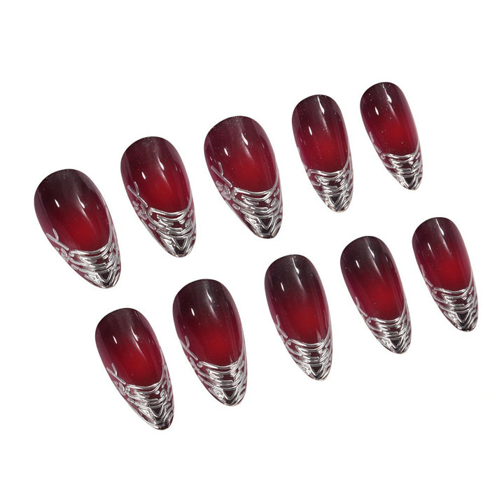 Artificial Nails Set with Elegant Ombre and Rose Designs Kalsten
