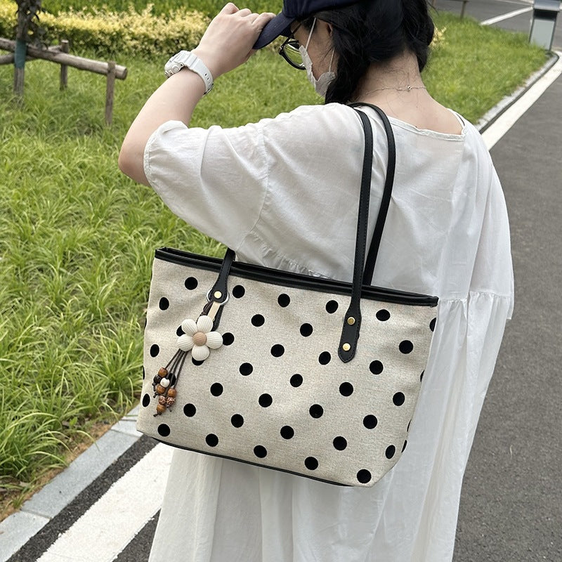 Stylish Polka Dot Canvas Tote Bag