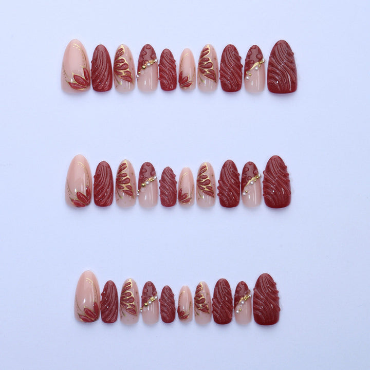 Elegant 3D Decorative Press-On Nail Set
