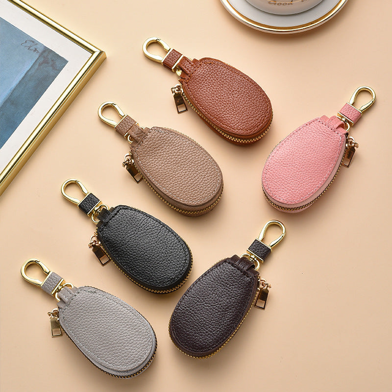 Compact Textured Leather Keychain Pouch Kalsten