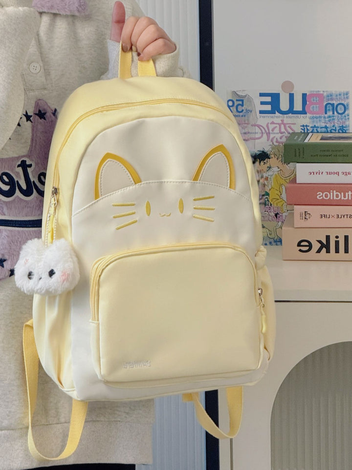 Cat-Embellished Lightweight School Backpack