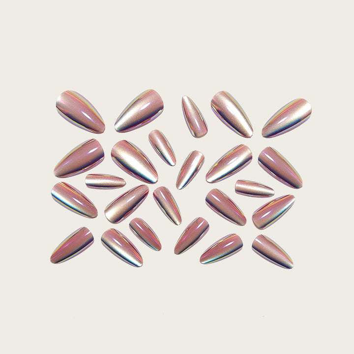 Artificial nails with holographic effect and elegant finish Kalsten