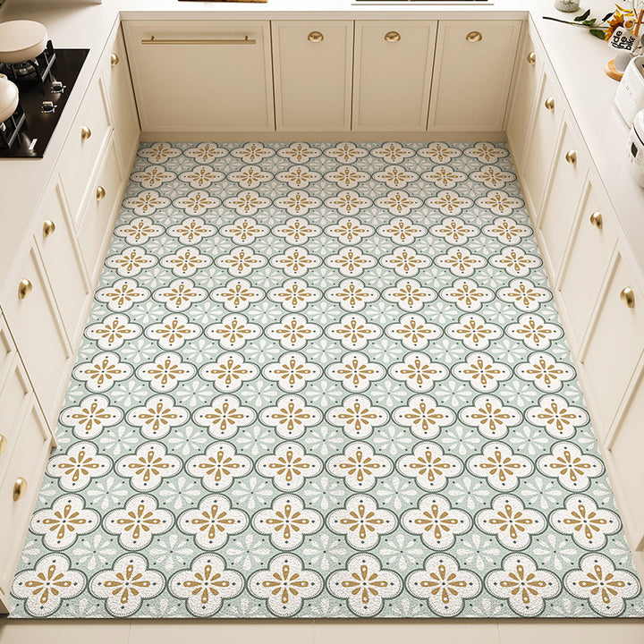 Floral Pattern Kitchen Rug