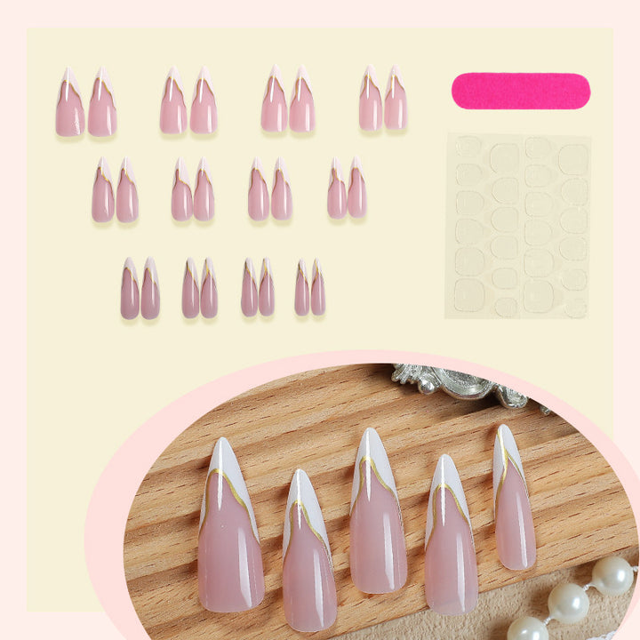 Artificial nail set with elegant gold edge Kalsten