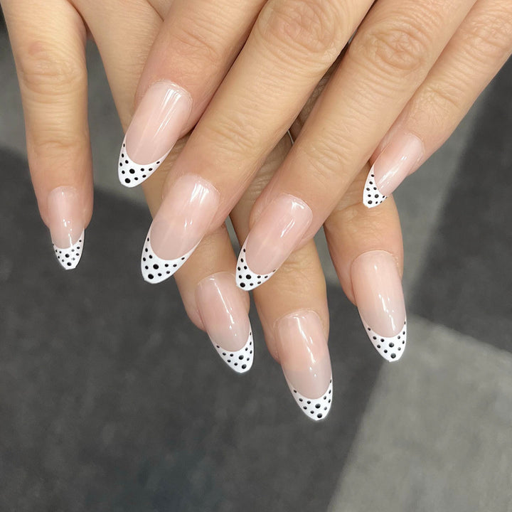 Stylish Stiletto Press-On Nails with Polka Dot Design