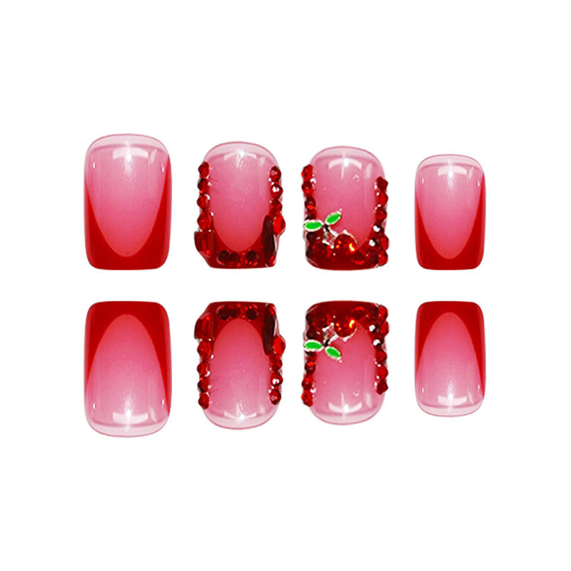 Artistic Press-On Nail Set with Floral Embellishments Kalsten