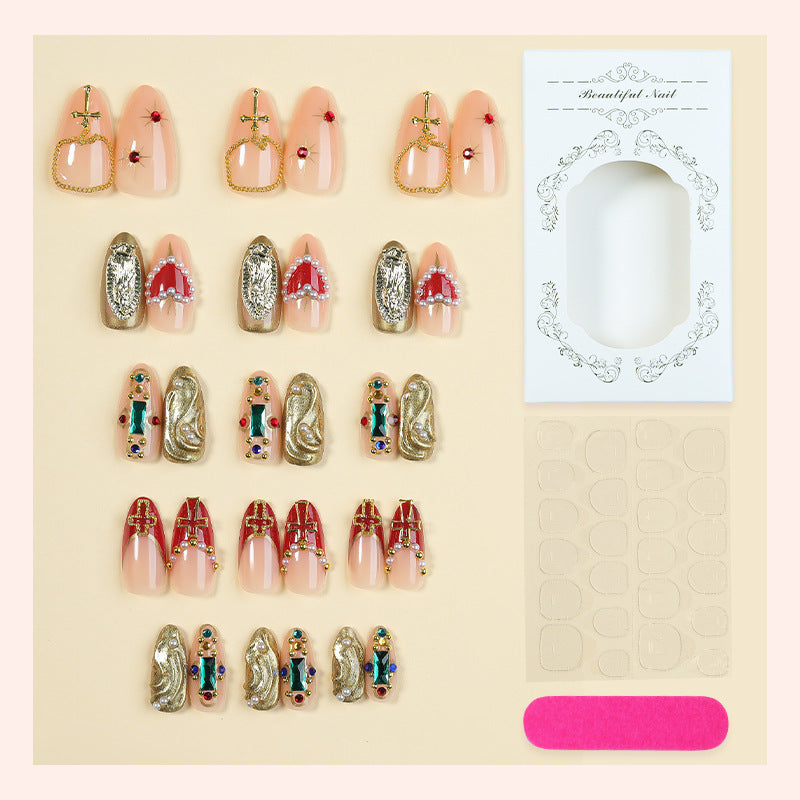 Decorative Press-On Nail Kit with Gem Accents kalsten