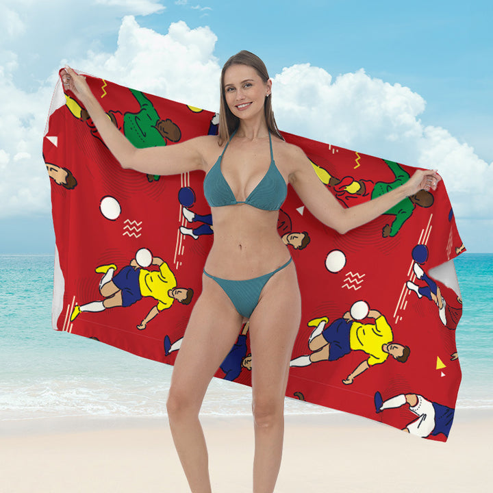 Beach towel with vibrant tropical plant motif Kalsten
