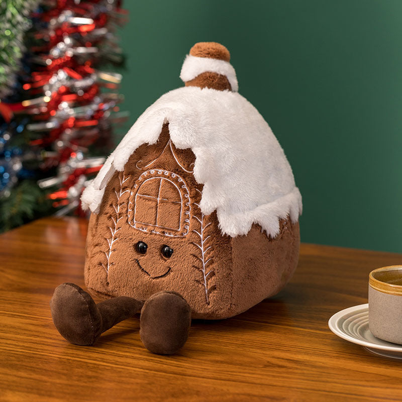 Plush Decorative Star-Shaped Pillow with Embroidered Face and Pom Pom Top