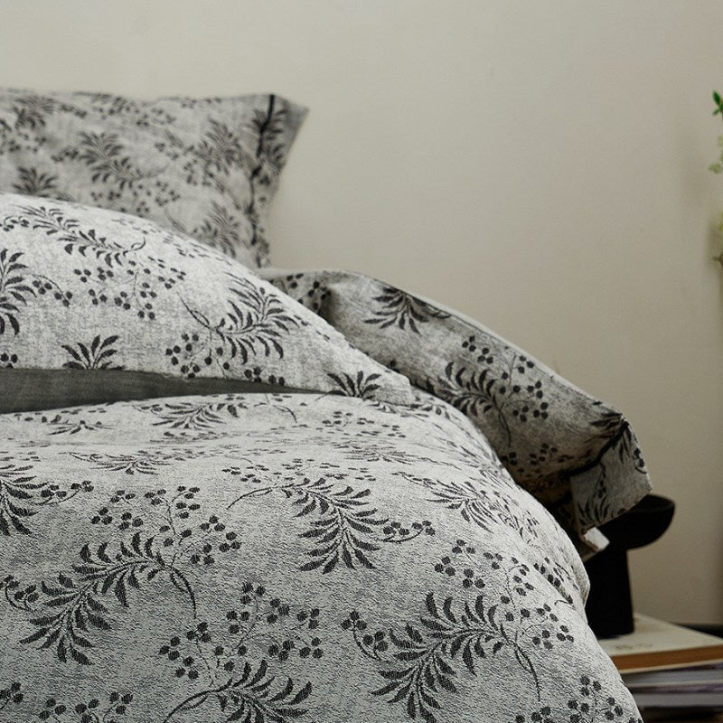 Bedding set made of cotton-linen with floral vintage print