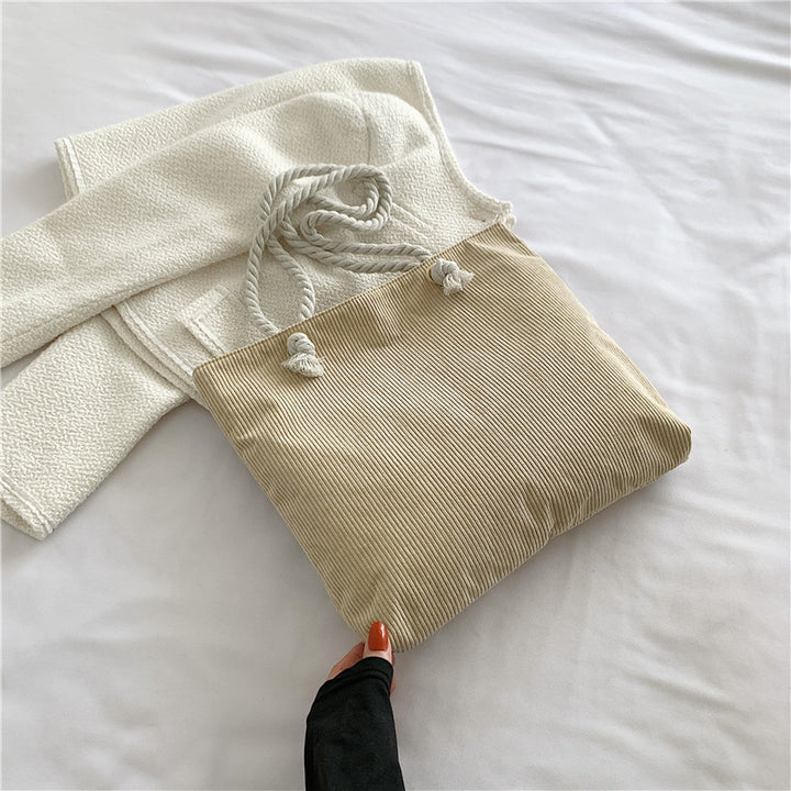 Textured Drawstring Tote Bag