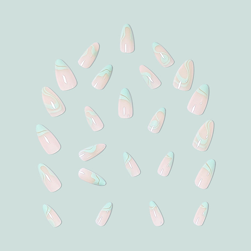 Artful nail design with curved lines Kalsten