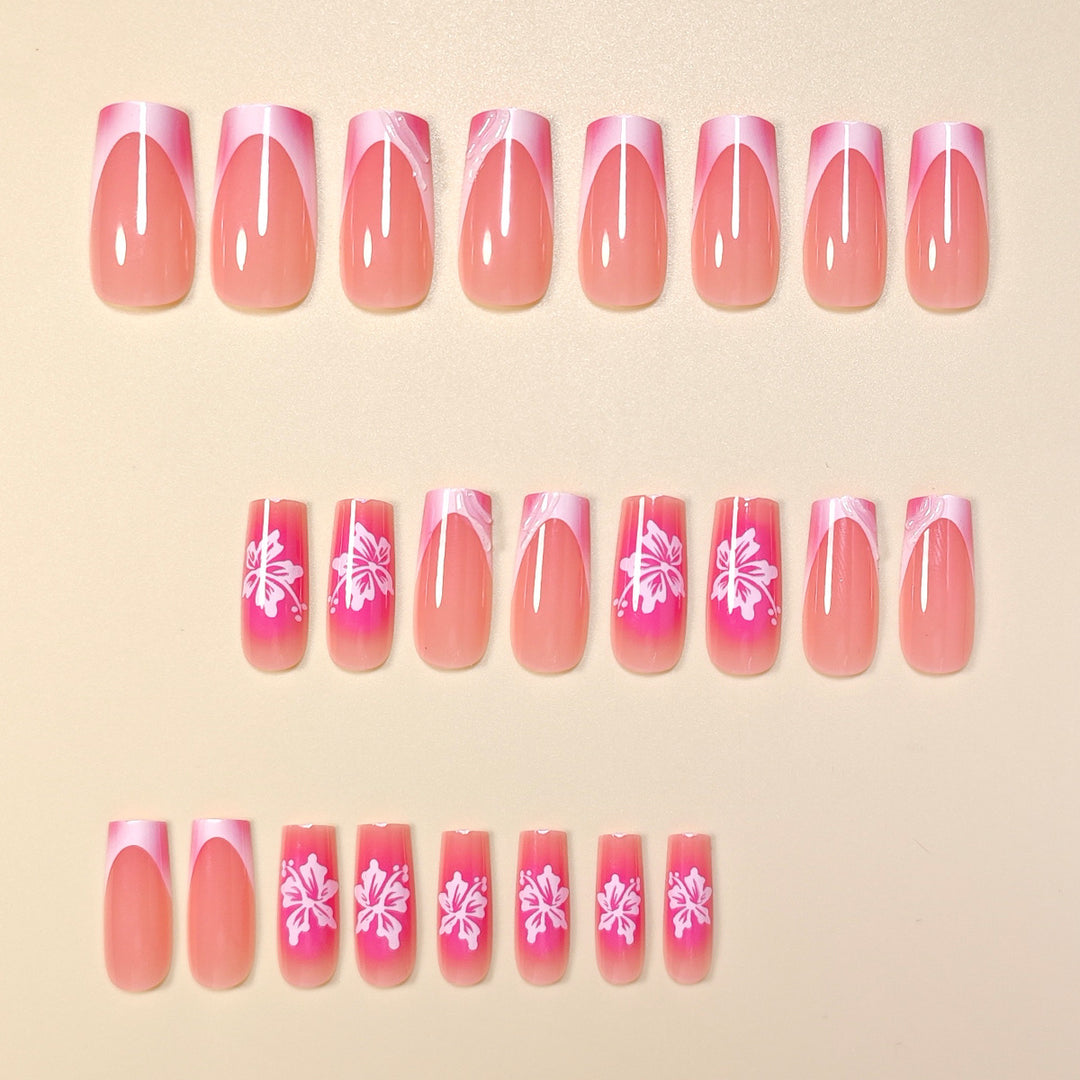 Artificial Nail Set with Floral Decorations Kalsten