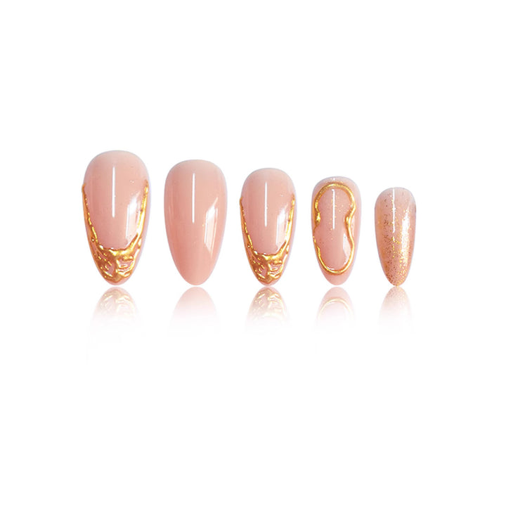 Elegant Gold-Decorated Press-On Nail Set Kalsten