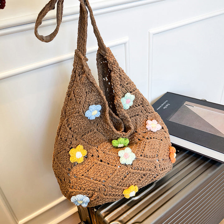 Floral Embellished Crochet Shoulder Bag Kalsten