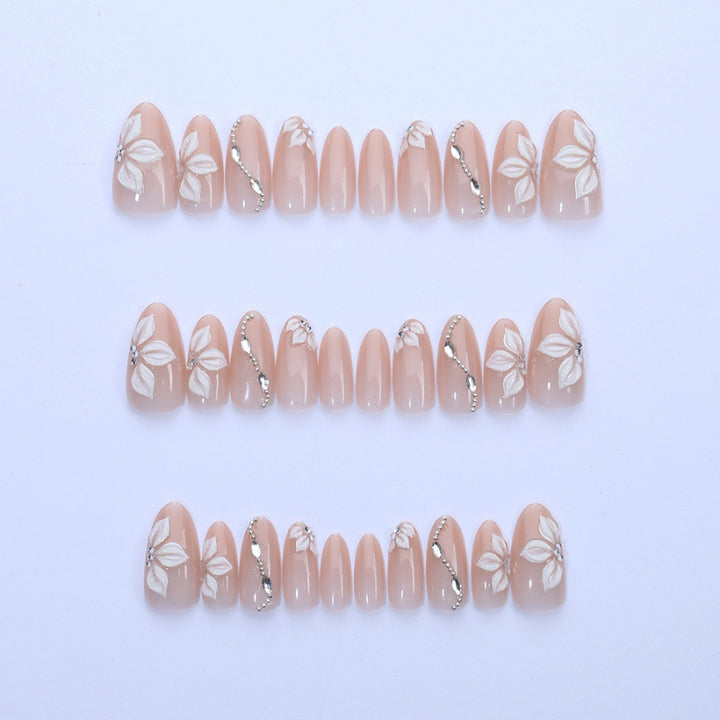 Elegant artificial nails with floral decorations Kalsten