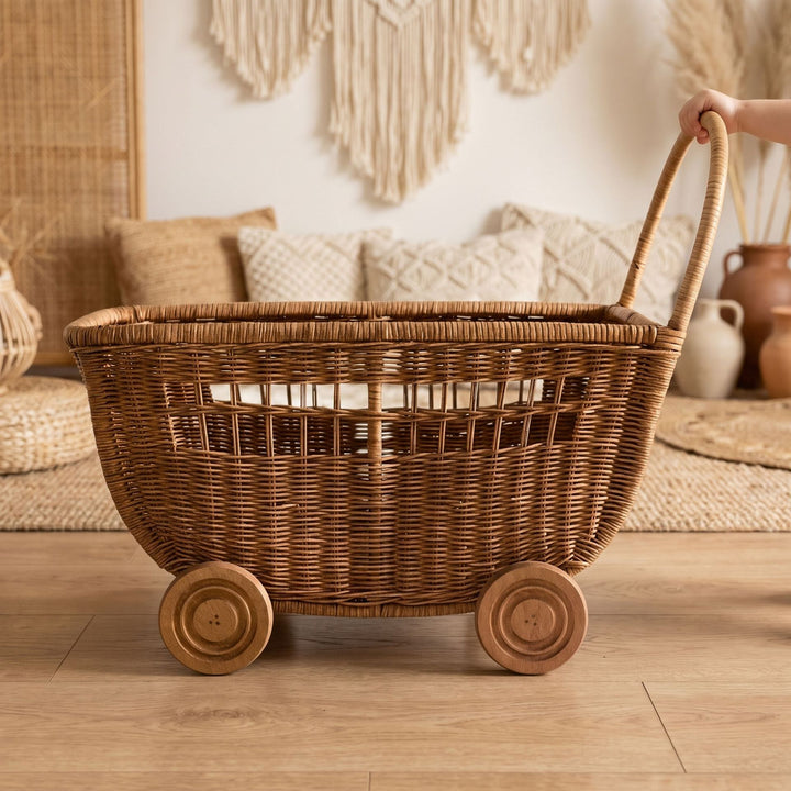 Vintage Woven Storage Cart Kalsten
