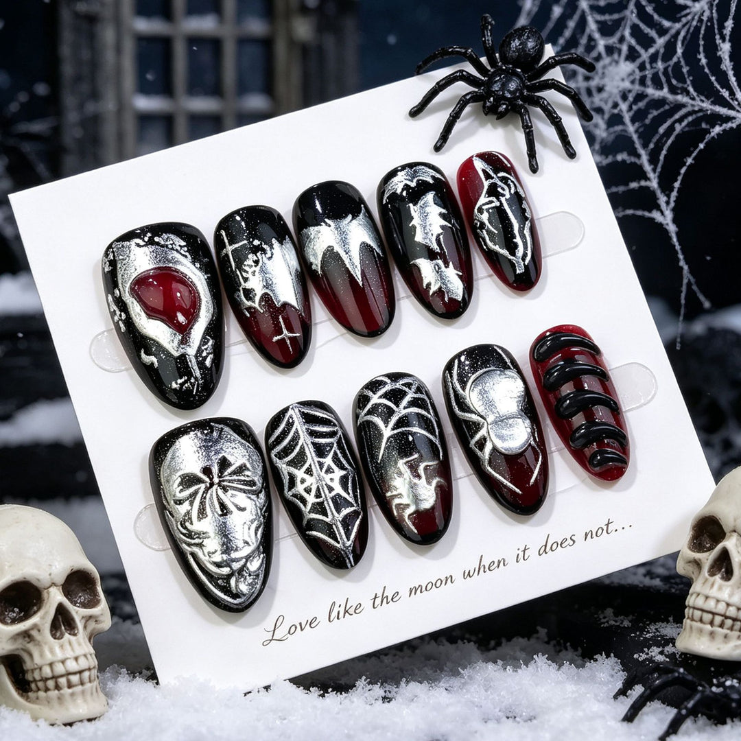 Gothic Halloween-Themed Press-On Nail Art Set Kalsten