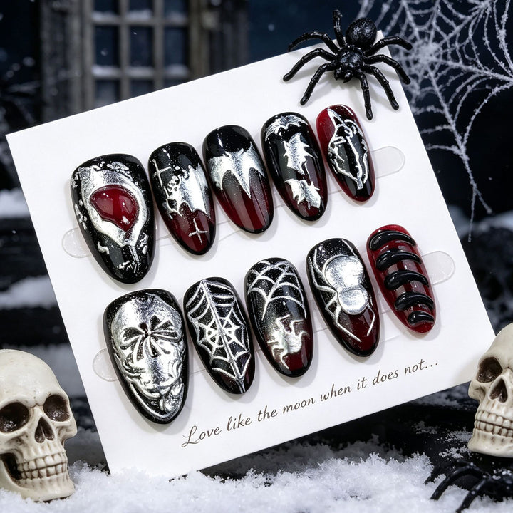 Gothic Halloween-Themed Press-On Nail Art Set Kalsten