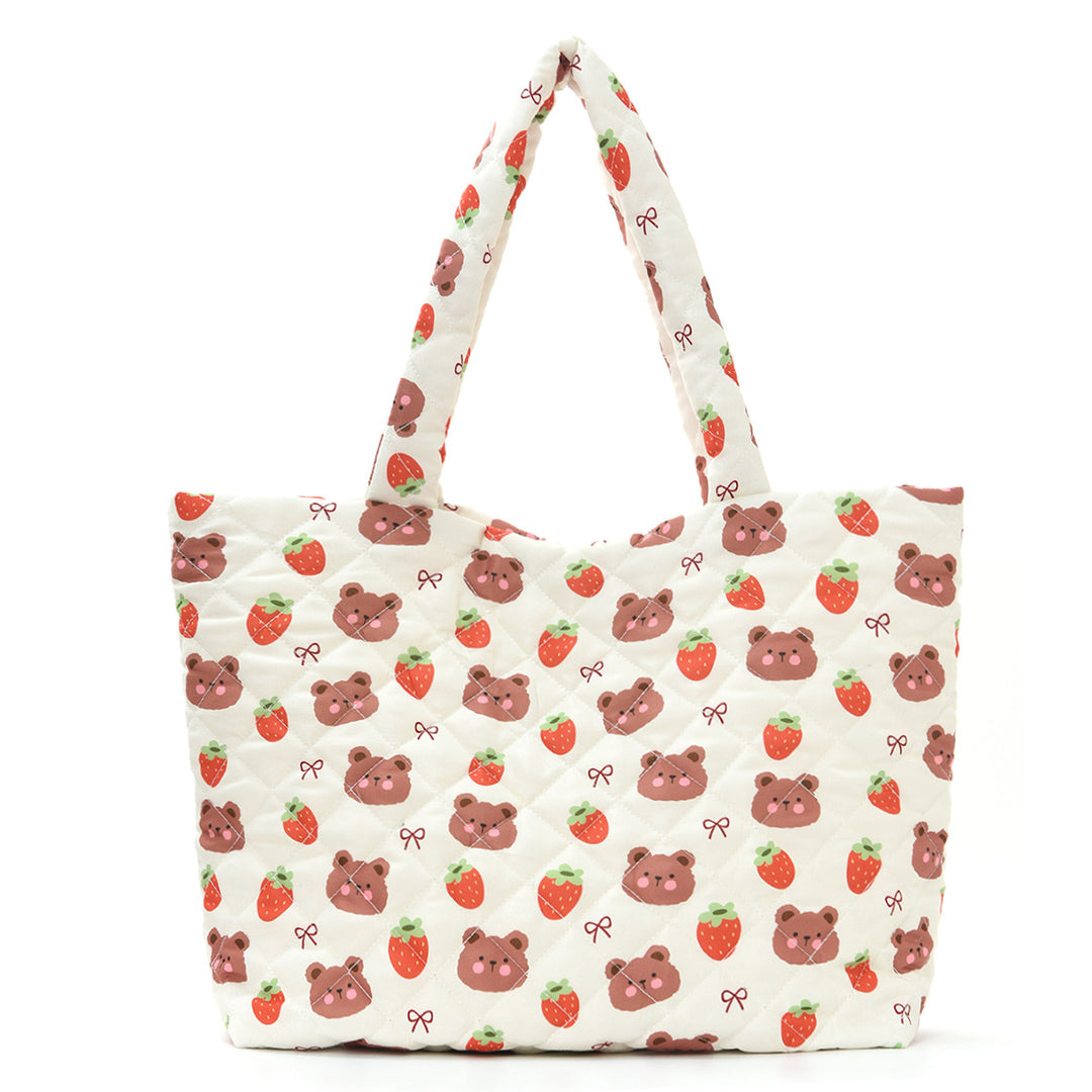 Trendy shopping bag with cute bear and strawberry design Kalsten