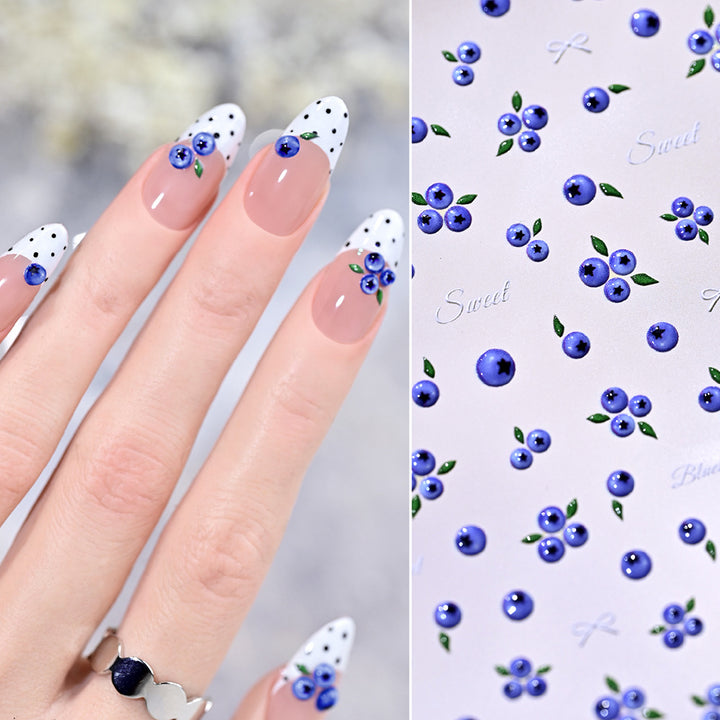 Blueberry-Themed Nail Art Stickers