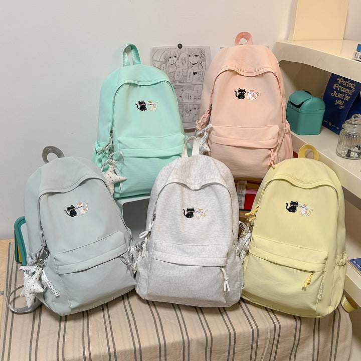Embroidered Cat-Themed Casual Backpack Kalsten