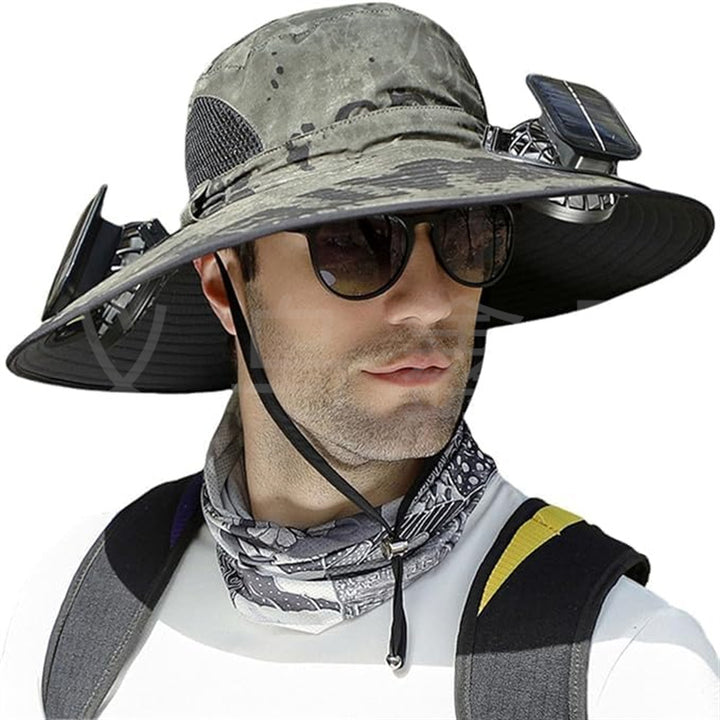 sun hat with solar-powered fan and wide brim Kalsten