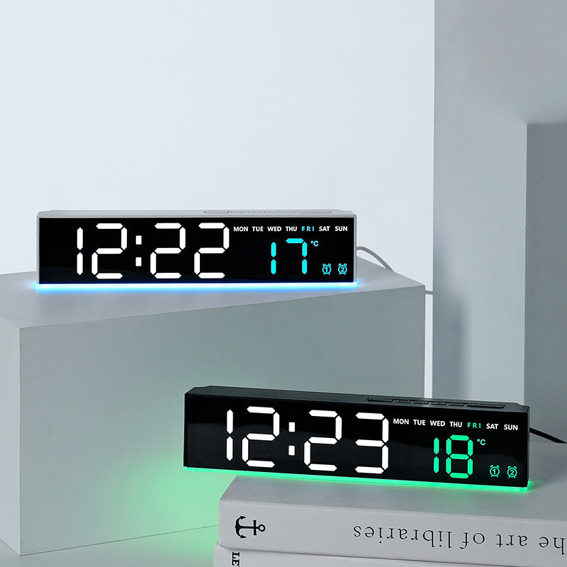 Digital wall clock with large LED digits and temperature display Kalsten