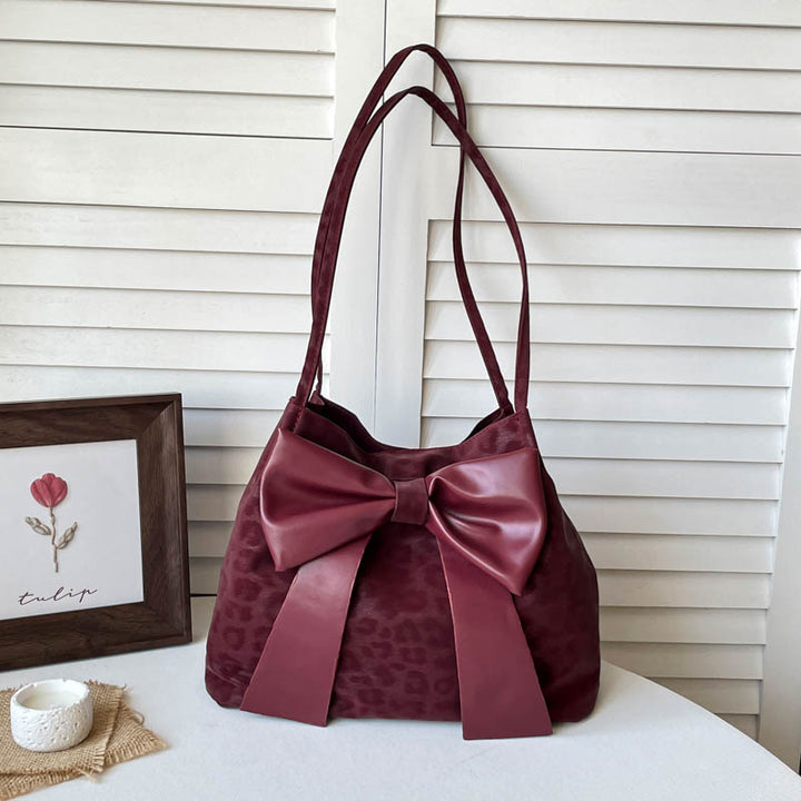 Chic Bow-Accent Bucket Handbag