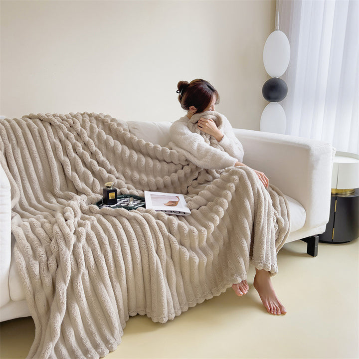 Textured Plush Throw Blanket