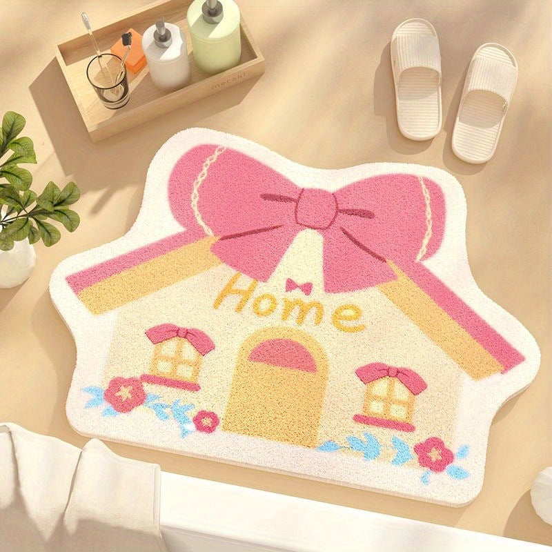 Fluffy Heart-Patterned Indoor Doormat