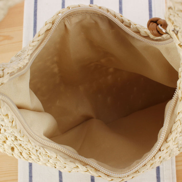 Hand-knotted shoulder bag made of natural material Kalsten