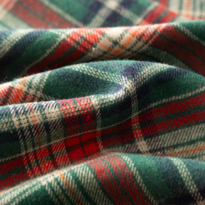 Checked Festive Tablecloth with Pom-Pom Trim and Dense Flannel Fabric