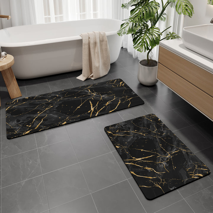 Luxurious Marble Pattern Bath Mat Set