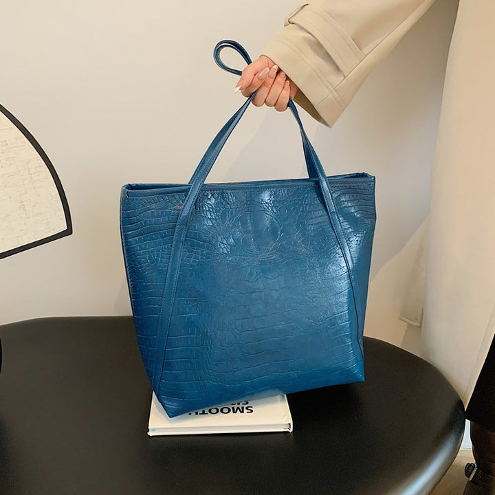 Crocodile-Embossed Leather Tote Bag Kalsten
