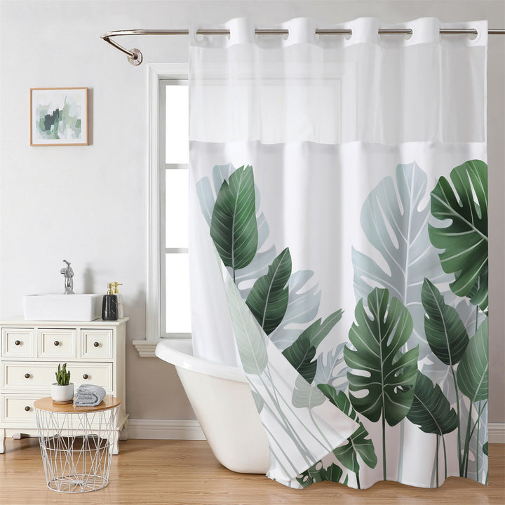 Tropical Leaf Print Shower Curtain Kalsten