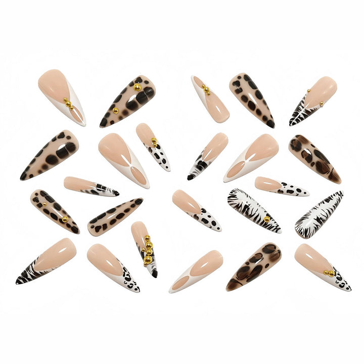 Elegant animal pattern artificial nails with 3D applications Kalsten