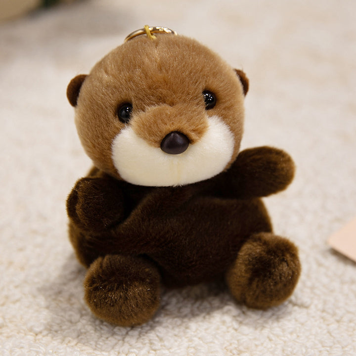 Mini Plush Otter Bag Charm with Metal Key Ring and Ultra-Soft Faux Fur Kalsten