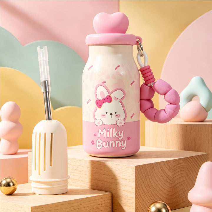 Insulated drinking bottle with sweet dog design and practical carrying strap Kalsten