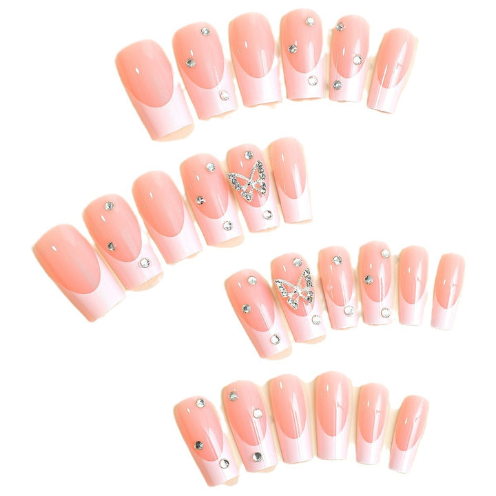Artificial nails with elegant French tips and glitter accents Kalsten