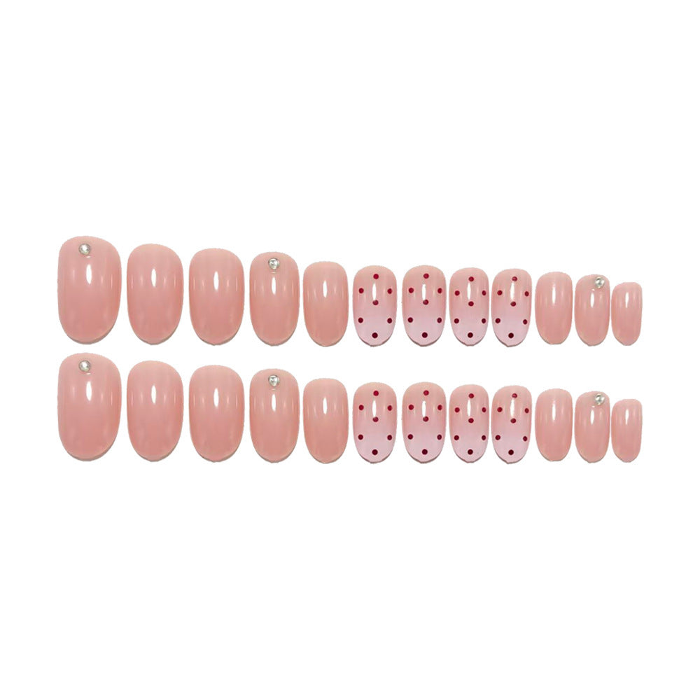 Artificial nails with elegant ombre effect and playful polka dot design Kalsten