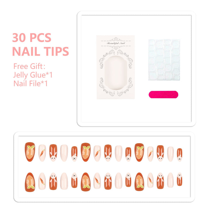 Playful Rabbit and Carrot Press-On Nail Set