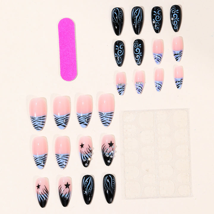 Artistic Stiletto Nail Art Extensions with Rhinestone Accents Kalsten