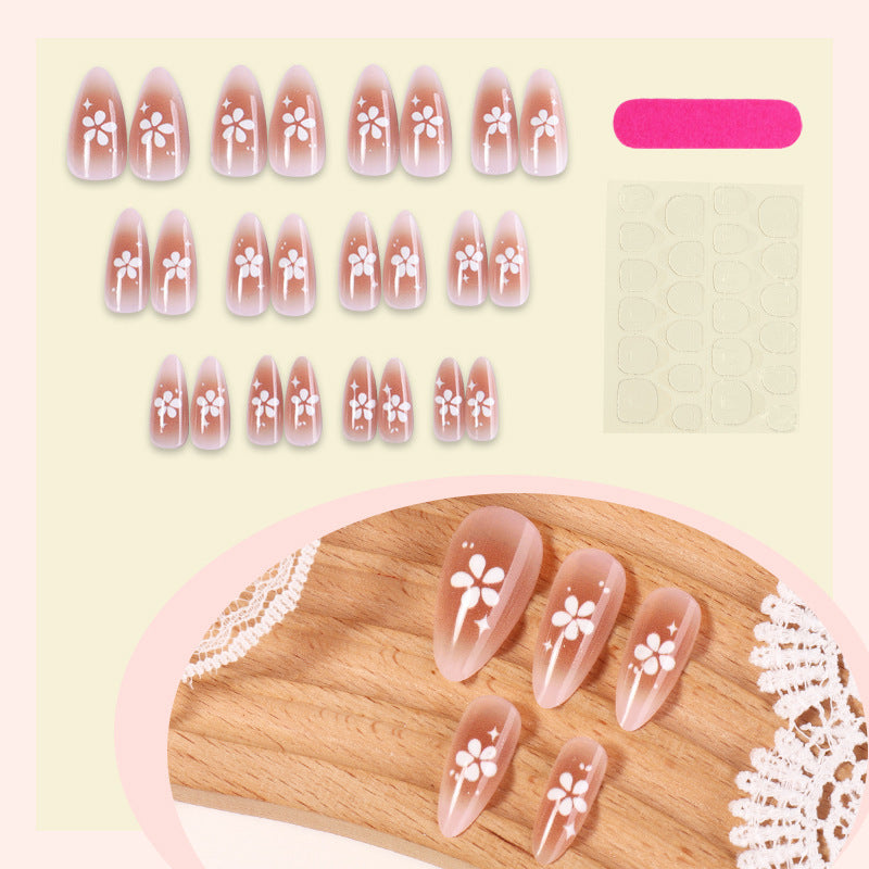 Artificial nail set with delicate floral motifs Kalsten